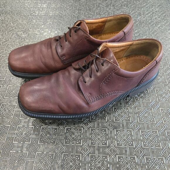 ? Ecco Mens Brown Leather Shoes Leather Oxford Size 11 main image 10